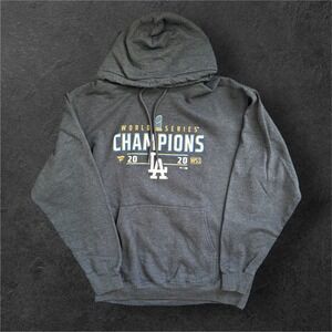 Los Angeles Dodgers Hoodie Mens Large Gray Championship Baseball Pro